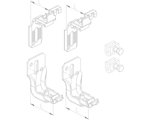 Schéma de divers éléments de fixation et supports pour les projets de construction