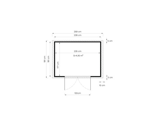 Plan avec les dimensions 259 x 191 centimètres