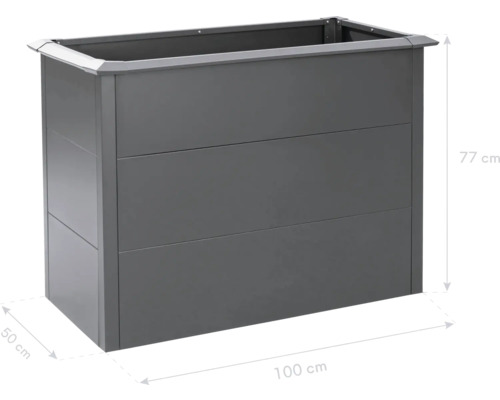 Bac à plantes rectangulaire en métal, 100 x 50 x 77 cm