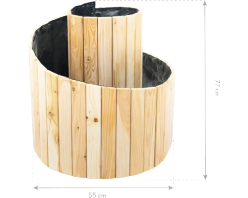 Spirale à plantes en bois avec des dimensions de 77 cm de hauteur et 55 cm de diamètre