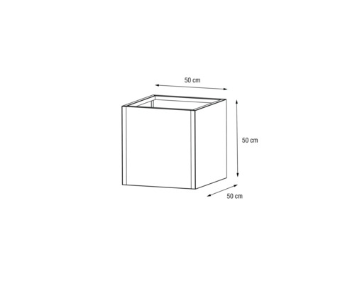 Quadratischer Schrankkorpus mit den Maßen 50 mal 50 mal 50 Zentimeter