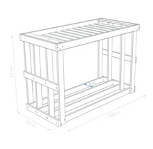 Étagère de stockage en bois avec des dimensions de 74 cm de hauteur, 52 cm de profondeur et 108 cm de largeur