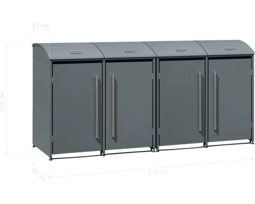 Mülltonnenbox für vier Mülltonnen