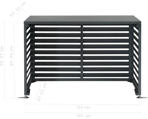 Mülltonnenbox mit horizontalen Lamellen zur Aufbewahrung von Mülltonnen