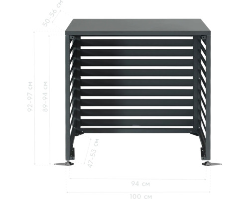 Mülltonnenbox für den Aussenbereich mit horizontalen Lamellen