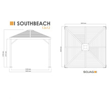 Schéma technique d''un pavillon Southbeach avec dimensions