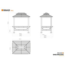 Plan technique d''un pavillon IMAUI BBQ avec dimensions