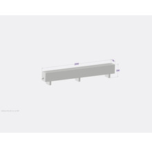 Représentation d''un radiateur mesurant 2000 x 180 x 330 millimètres.
