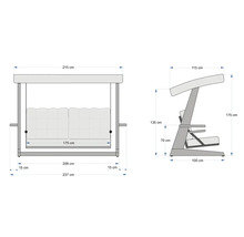 Dimensions de la balancelle en centimètres