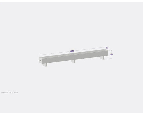 Betonbord mit den Massen 2200 x 180 x 250 Millimeter.