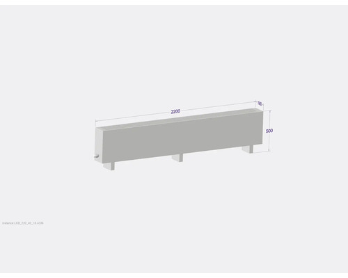 Heizkörper mit Maßen 2200 mm, 180 mm und 500 mm