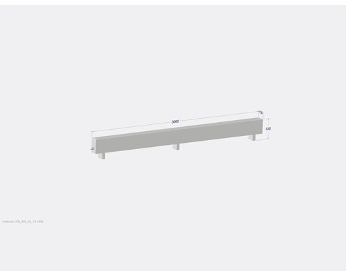 Image d''une bordure de trottoir en béton mesurant 3000x130x330 millimètres.