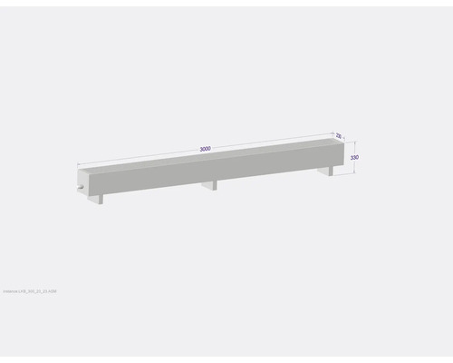 Bordure de trottoir en béton avec des dimensions de 3000 x 230 x 330 millimètres