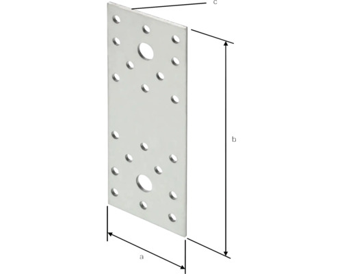 Metallverbinder mit Löchern und Maßangaben