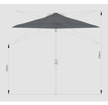 Image d''un parasol mesurant 2740 cm de haut et 1370 cm de large