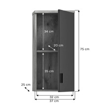Hochschrank mit den Massen 75 x 37 x 25 cm