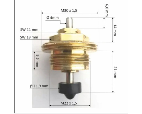 Insert de soupape avec dimensions