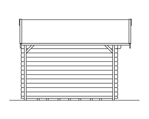 Illustration eines Gerätehauses aus Holz