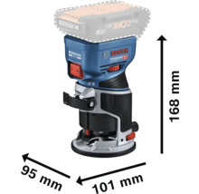 Défonceuse sans fil Bosch Professional GKF 18V-8 avec dimensions