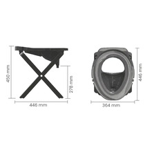 Représentation des dimensions d''un siège de toilette avec son support