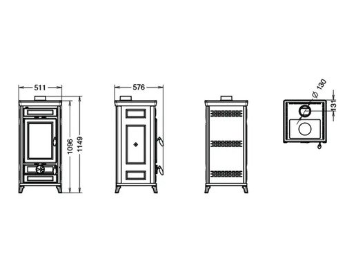 Abmessungen eines Kaminofens