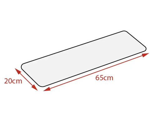 Plaque rectangulaire à coins arrondis, dimensions 20 x 65 centimètres