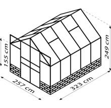 Schéma technique d''une serre avec dimensions