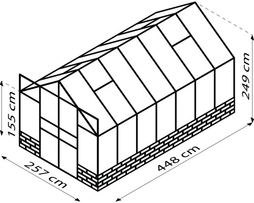 Image d''une serre mesurant 257 x 448 x 249 centimètres