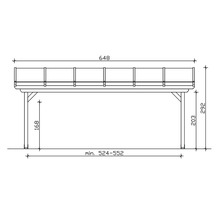 Dessin technique d''un pavillon avec indications de largeur, hauteur et profondeur
