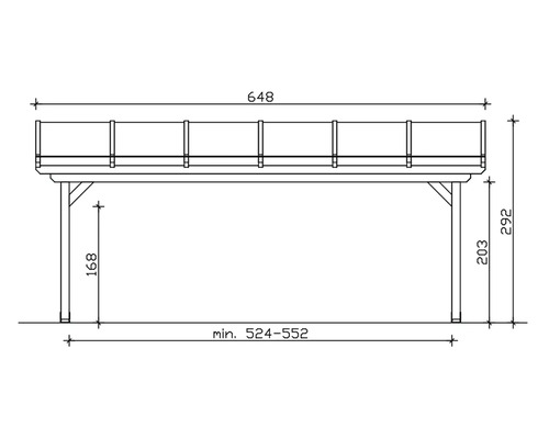Dessin technique d''un pavillon avec indications de largeur, hauteur et profondeur