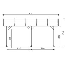 Schéma technique d''une terrasse en bois avec dimensions
