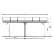 Dessin technique d''un pavillon en bois avec indications de mesure