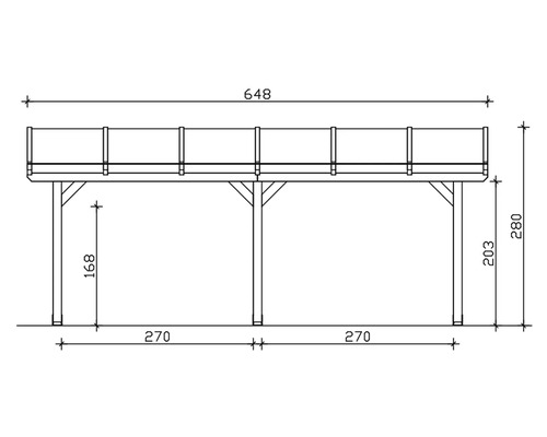Dessin technique d''un pavillon en bois avec indications de mesure