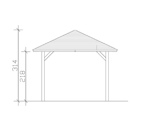 Dessin technique d''un pavillon avec indications de hauteur