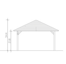 Dessin d''un pavillon avec indication de la hauteur