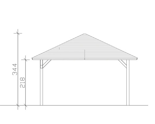 Dessin d''un pavillon avec indication de la hauteur