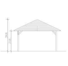 Dessin technique d''un pavillon avec indication de la hauteur