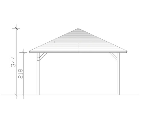 Dessin technique d''un pavillon avec indication de la hauteur