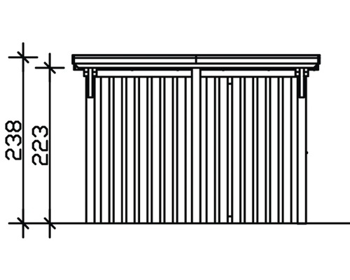 Dessin technique d''un coffre de jardin avec indication de la hauteur
