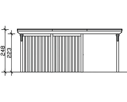 Dessin technique d''un abri de jardin avec indication de la hauteur