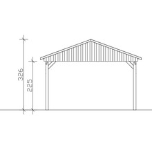 Dessin technique d''un carport avec indications de hauteur en centimètres