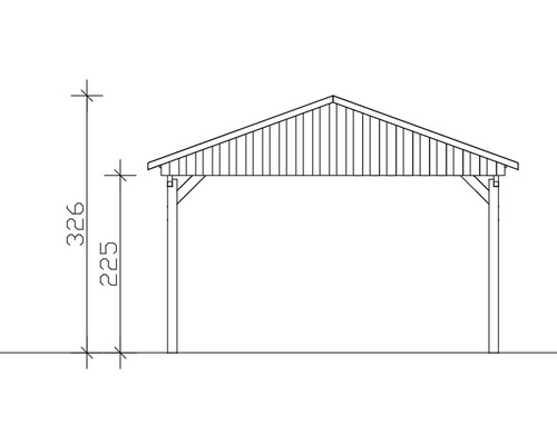 Dessin technique d''un carport avec indications de hauteur en centimètres