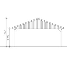 Technische Zeichnung eines Carports mit Höhenangaben