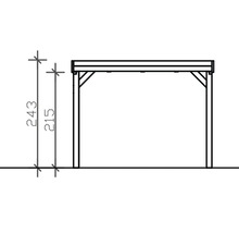 Dessin technique d''un carport avec indications de hauteur en centimètres
