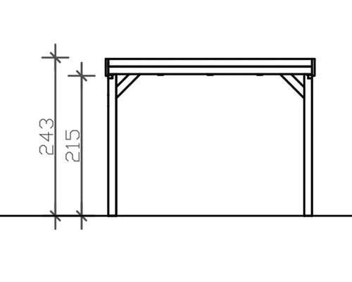 Dessin technique d''un carport avec indications de hauteur en centimètres