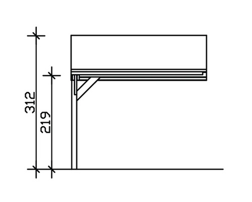 Dessin technique d''un toit de terrasse avec des mesures.