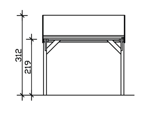 Schéma technique d''un pavillon avec indications de hauteur