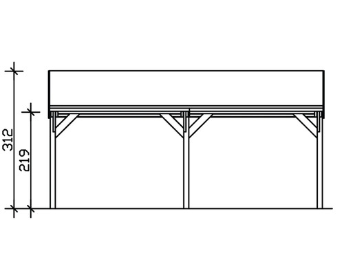 Dessin technique d''un pavillon avec indication des hauteurs