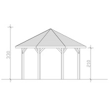 Dessin technique d''un pavillon avec indication de hauteur