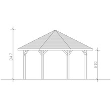 Zeichnung eines Pavillons mit Maßangaben